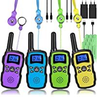 Los mejores  - Wishouse Walkie Talkie Niños Bateria Recargable con 2 Cargadores USB- Adultos Walky Talky 4 Piezas Largo Alcance…